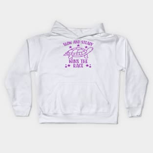 Inspirational Quote Turtle Design - Slow And Steady Wins The Race Kids Hoodie